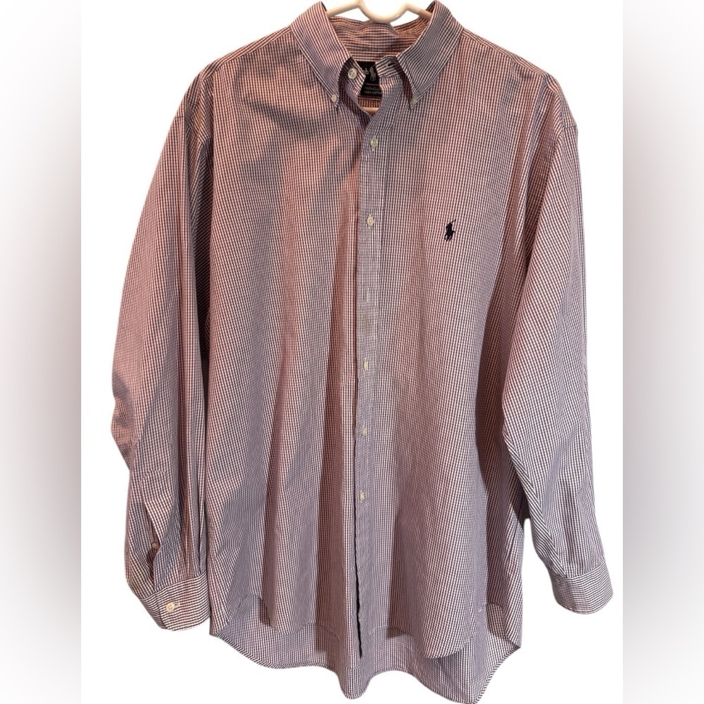 Ralph Lauren Yarmouth Long Sleeve Shirt 16 1/2 - 34/35 Lavender Checkered Oxford